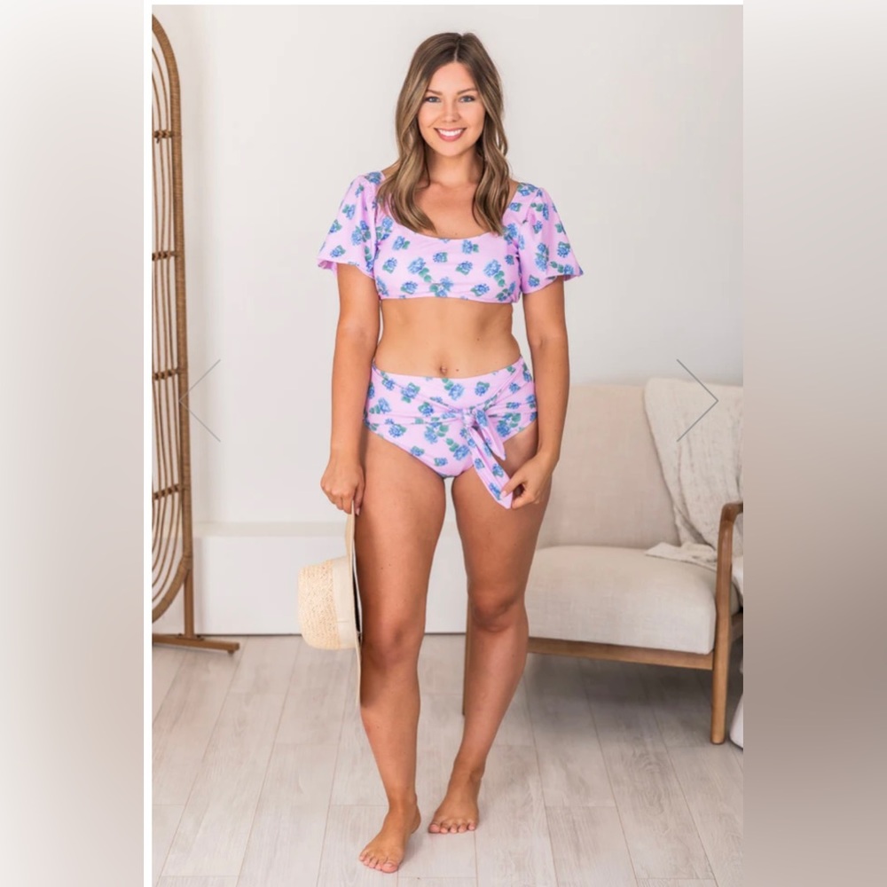 Pink Lily Hydrangea Bathing Suit Bikini Set